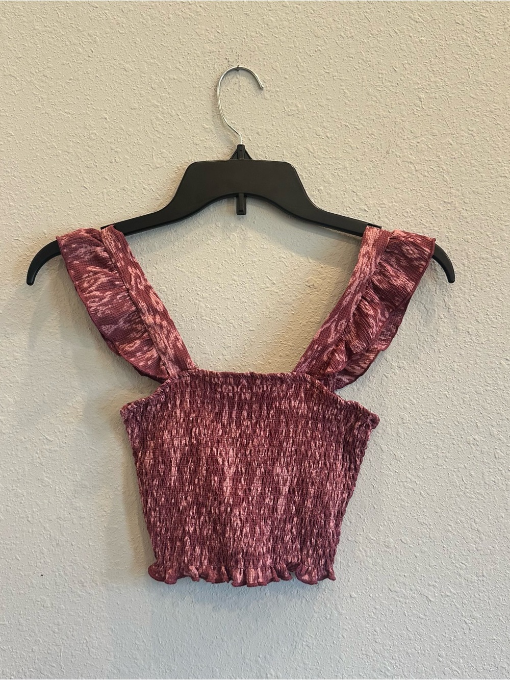 H&M Divided Smocked Ruffle Crop Top Purple XXS